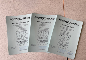 Zdjęcie podziękowań dla wychowawców świetlicy za udział w konkursie.